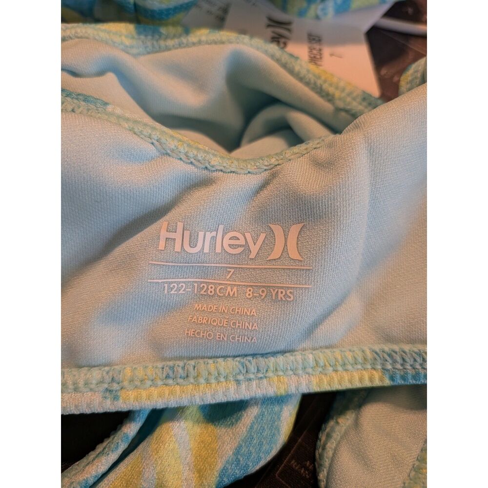 🌊 Hurley Girls 2-Piece Swimsuit Set Teal Lime Floral Size 7 (8-9 YRS) NWT - Picture 6 of 6